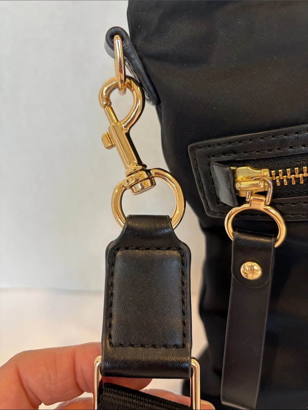 Tory Burch Black Tilda Swingback Nylon Crossbody with Gold Hardware